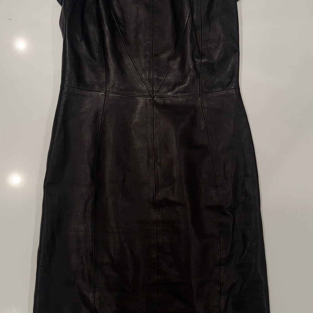 Versace Black Leather Mini Dress certified by Versace